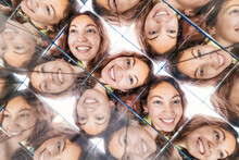 A Girl Face In A Kaleidoscope With Reflections