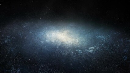 Wall Mural - seamlessly loopable animation of the flight towards the large spiral galaxy