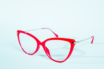 glasses red on a white background