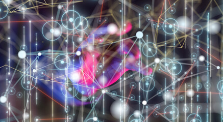 Canvas Print - neural network 3d illustration. big data and cybersecurity