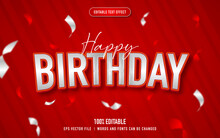 Happy Birthday Text Effect On Red Background Editable