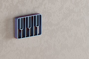 Poster - Piano Keys icon. Beautiful Blue Piano Keys symbol icons on wall bright background. 3d rendering illustration. Background pattern for design.