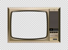 Vector Retro Television Mock Up Isolate On Transparent Grid