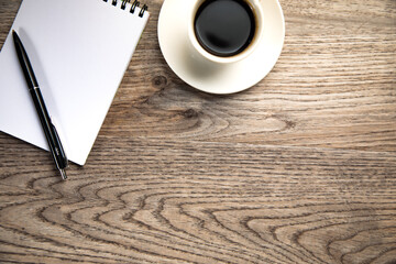 Wall Mural - notepad and coffee on table