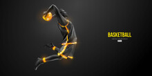 Abstract Silhouette Of A Basketball Player Man In Action Isolated Black Background. Vector Illustration