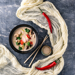 Sticker - Traditional thai soup Tom Kha coconut milk with shrimp