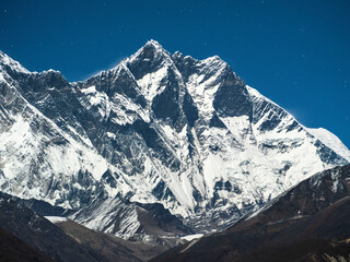 Wall Mural - mount lhotse in moon light with star in sky in nepal