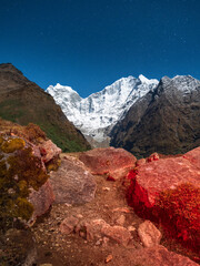 Wall Mural - night colours in night shot of Himalaya peaks and ground in Nepal