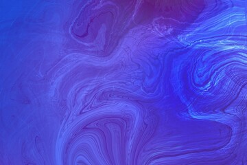  abstract blue and purple background with liquid paint, trendy very peri wallpaper in fluid art technique, colorful dark blue handcrafted artwork for wall decoration, interior poster, cover template 