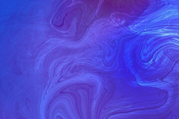 Wall Mural - abstract blue and purple background with liquid paint, trendy very peri wallpaper in fluid art technique, colorful dark blue handcrafted artwork for wall decoration, interior poster, cover template 