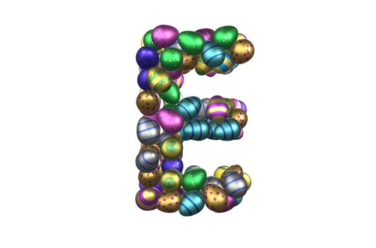 Shiny Easter Egg Themed Font Letter E