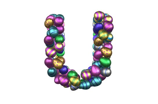 Shiny Easter Egg Themed Font Letter U