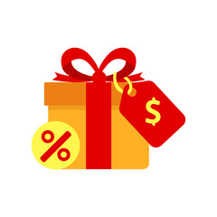 Canvas Print - Gift box with price tag vector illustration isolated on white background suitable for discount icon