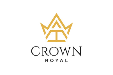 Wall Mural - initial logo letter T with crown vector symbol illustration design