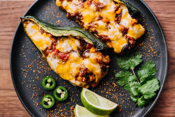 Wall Mural - Stuffed poblano pepper on a plate