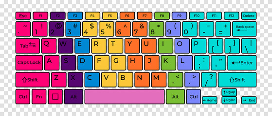 Leinwandbilder - Computer keyboard button layout template with letters for graphic use. Vector illustration