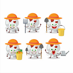 Wall Mural - Farmer white love ring box cute mascot character with fork