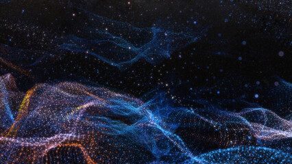 Poster - Abstract particle waves with depth of field effect