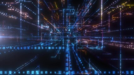 Poster - 3D Big Data Digital tunnel. Technology concept background