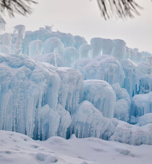 Wall Mural - Panoramic image of a winter ice cave on a bitter cold day in January
