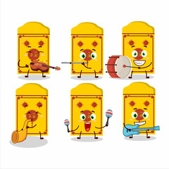 Poster - Cartoon character of yellow packets chinese playing some musical instruments