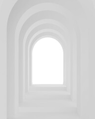 Poster - White architecture arch hallway space. Abstract arch curve corridor.