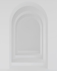 Poster - White architecture arch hallway space. Abstract arch curve corridor.