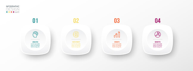 Wall Mural - Infographic template business concept  with step.