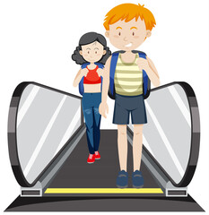 Sticker - Front view of people on moving walkway