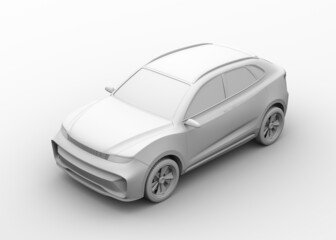 Wall Mural - Clay model rendering of generic Electric SUV sports coupe. 3D rendering image.