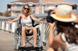 disabled woman looking at camera on a sunny day