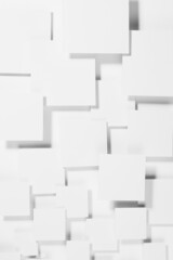 Poster - white geometric abstract background with squares in sunlight with soft light gradient grey shadows, 