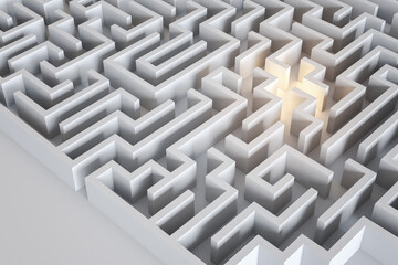 Aufkleber - Abstract labyrinth wallpaper. Maze and solution, way out concept. 3D Rendering.