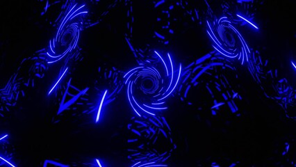 Canvas Print - Vj Loop Blue Neon kaleidoscope. Seamless animation.