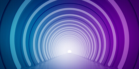 Poster - Light Corridor modern background. Futuristic Sci-Fi Tunnel. 3D Rendering