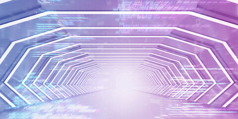 Poster - Light Corridor modern background. Futuristic Sci-Fi Tunnel. 3D Rendering
