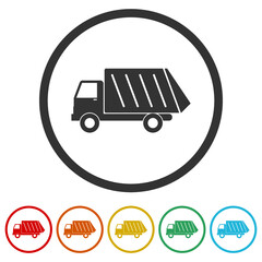 Poster - Garbage truck ring icon, color set