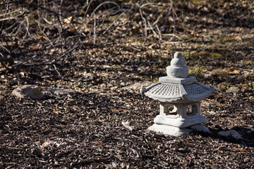 Canvas Print - A closeup shot of the small Asian gazebo statue at the Kansas City Zoo