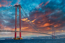 Construction Of 1915 Çanakkale Bridge, (Köprüsü, Dardanelles Bridge ) Canakkale-Turkey