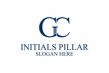 legal pillar logo, initial letter g/c. premium vector