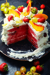 Sticker - Summer cake with watermelon and berries.