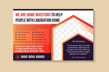 Poster - sale or rent real estate flyer. the headline is we are home investors, company annual report, poster