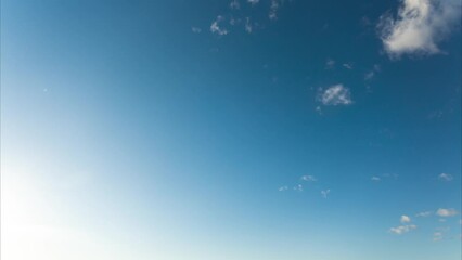 Wall Mural - beautiful sunset sky 4k stock video time lapse. clear sunny blue sky and white fluffy clouds moving 