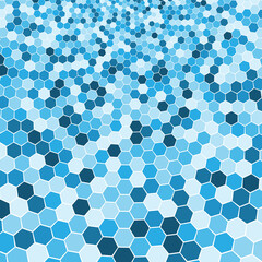 Leinwandbilder - Abstract blue background with hexagons. Perspective view illustration.