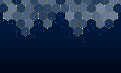 Aufkleber - Abstract dark blue background with hexagons.