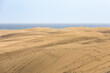 Dünen aus Sand vor dem Meer des Atlantik in den Sanddünen von Maspalomas auf Gran Canaria