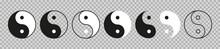 Yin Yang Symbol. Ying Yan Icon. Taoism Sign. Yinyang Symbol. Balance And Harmony. Logo Of Meditation, Karma, Buddhism And Japan. Black-white Icon Isolated On Transparent Background. Vector