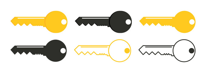 Poster - Key icon. Key outline icon for house, door and lock. Symbol of password and keyword. Pictogram for keyhole of car, apartment and login. Vector