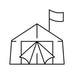 Wall Mural - tent refugee line icon vector illustration