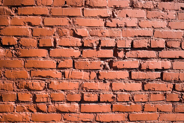 Canvas Print - Horizontal Vintage Old Red brick wall Background . Close up